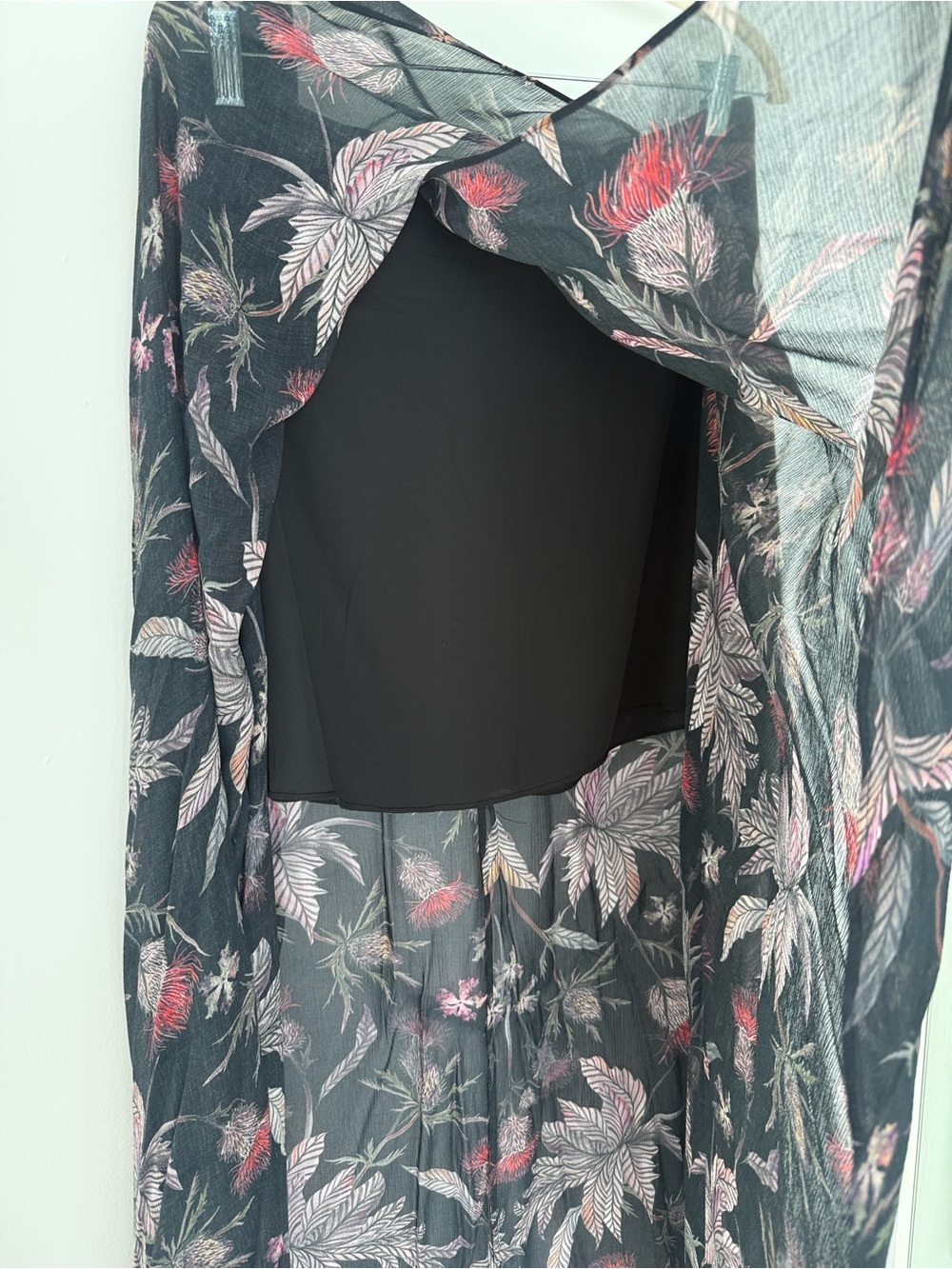 All Saints Asymmetrical Black Floral Skirt - Picture 5 of 5